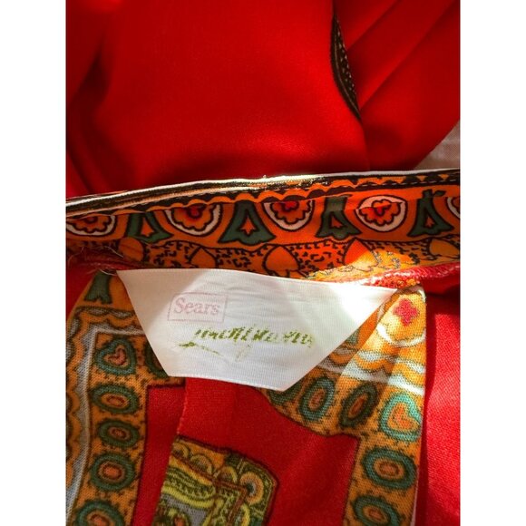Sears Vintage Kaftan Housedress Muumuu Womens Size Large Red Beautiful Pattern - Picture 4 of 4